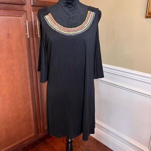 Black Dress with Colorful Beaded Neckline